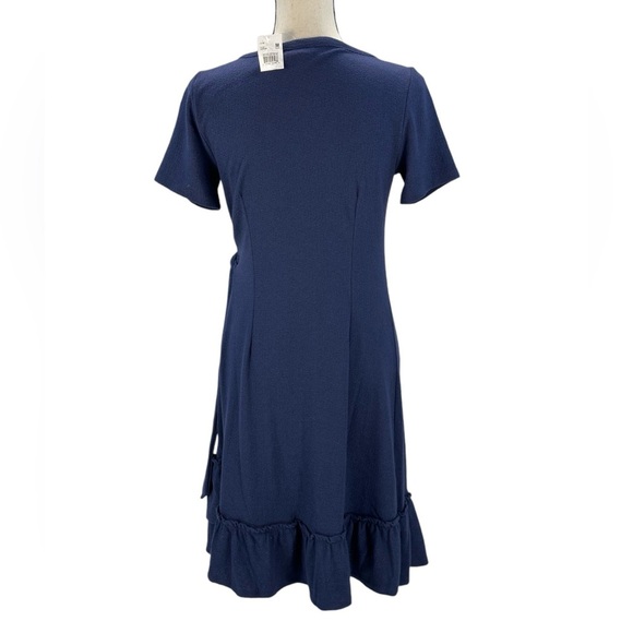A Pea In The Pod Short Sleeve Side Tie Ruffle Hem Midi Dress - Blue -size Medium - Picture 3 of 9